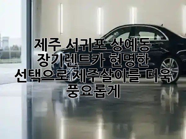제주 서귀포 상예동 장기렌트카, 현명한 선택으로 제주살이를 더욱 풍요롭게! 🚗💨